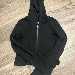 Hollister Black Waffle Cropped Zip-Up Hoodie
